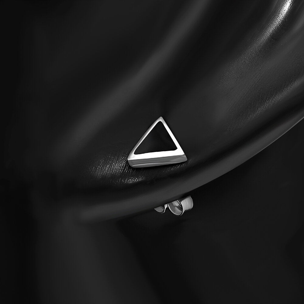 Contemporary Stone Earrings-Wee Triangles with Black Onyx