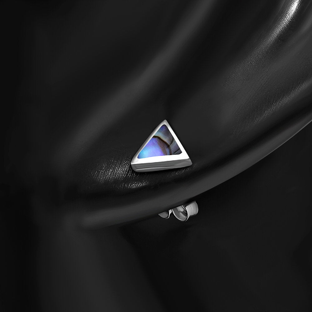 Contemporary Stone Studs - Wee Triangles with Abalone Shell