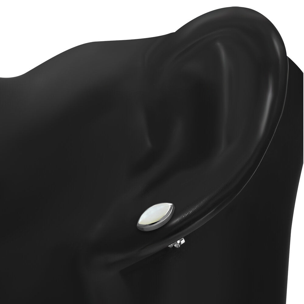 Contemporary Stone Studs- Simple Marquis with Mother of Pearl