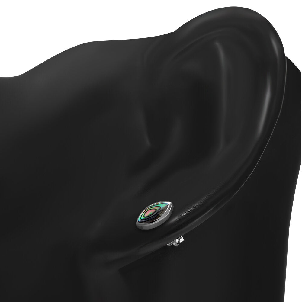 Contemporary Stone Studs- Simple Marquis with Abalone Shell