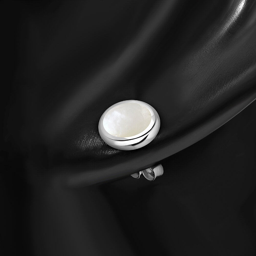 Contemporary Stone Studs - Thick Oval with Mother of Pearl