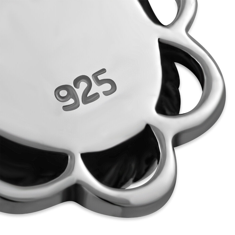 Contemporary Stone Earrings- Embroidered Border with Mother of Pearl