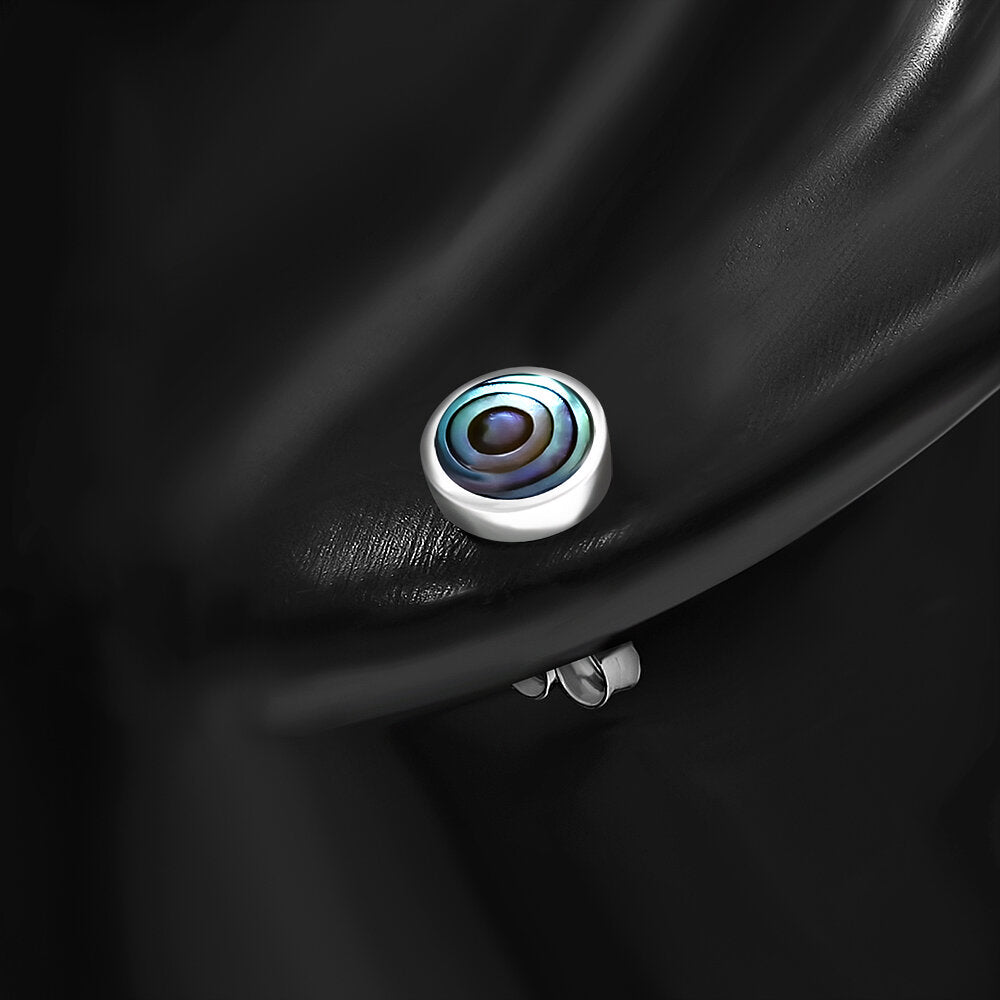 Contemporary Stone Studs - Simple Circles with Abalone Shell