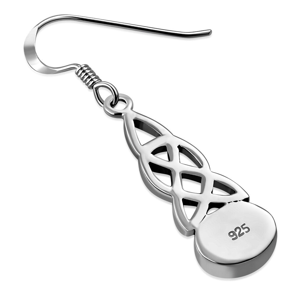 Celtic Stone Earrings- Hanging Celtic Knot with Mother of Pearl