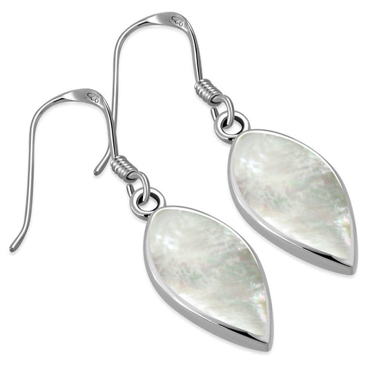 Contemporary Stone Earrings- Falling Leaf with Mother of Pearl