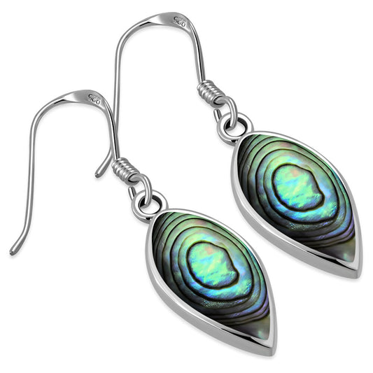 Contemporary Stone Earrings- Falling Leaf with Abalone Shell