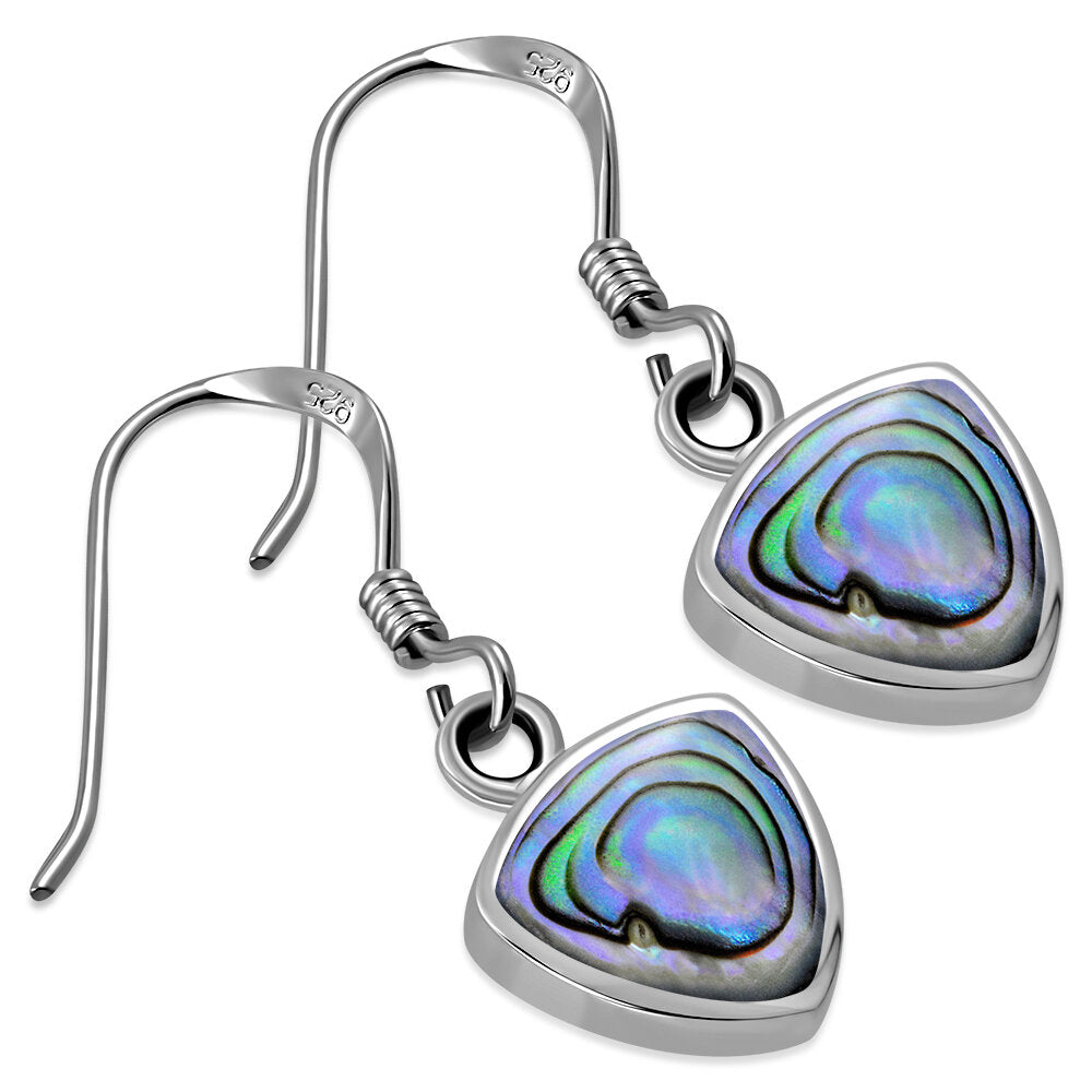 Contemporary Stone Earrings-Small Shield with Abalone Shell