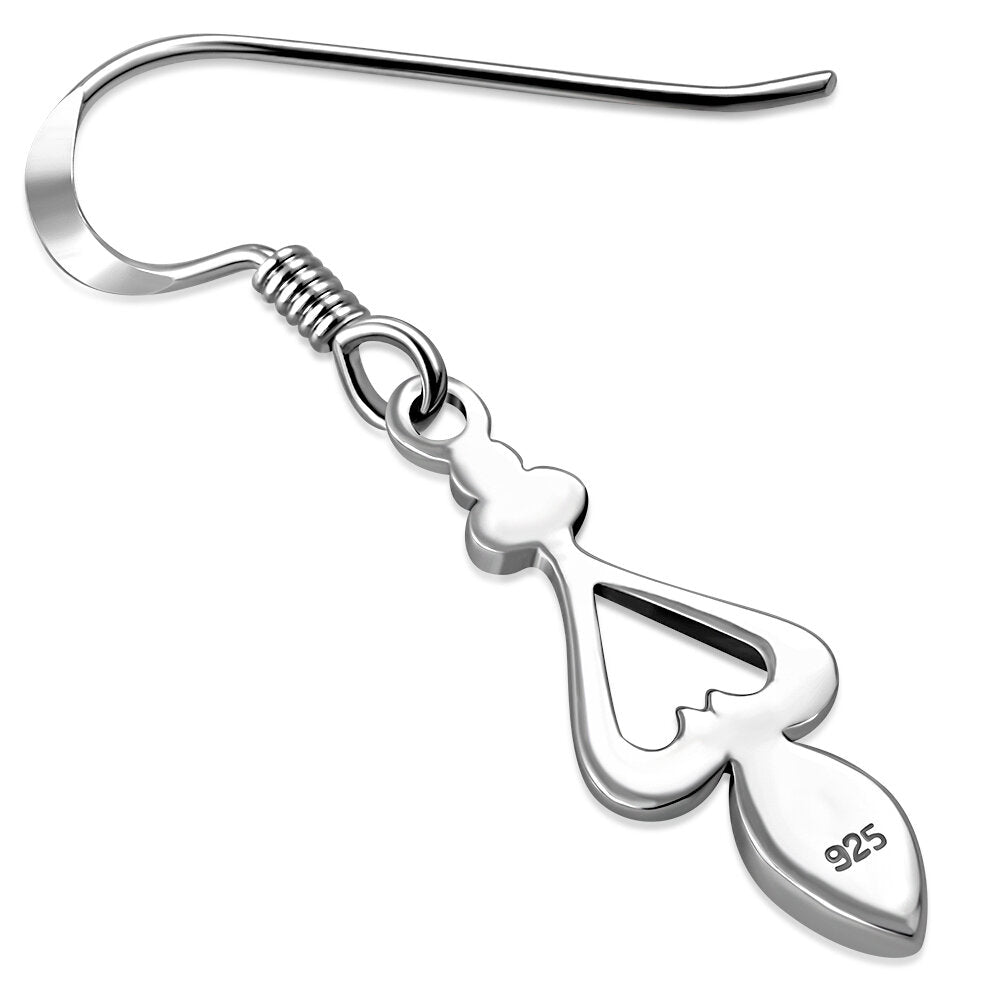 Contemporary Stone Earrings- Open Heart Drop with Mother of Pearl