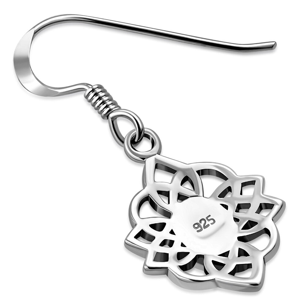 Celtic Stone Earrings -Celtic Lace Border with Abalone