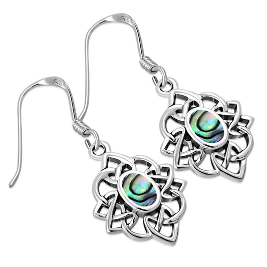 Celtic Stone Earrings -Celtic Lace Border with Abalone