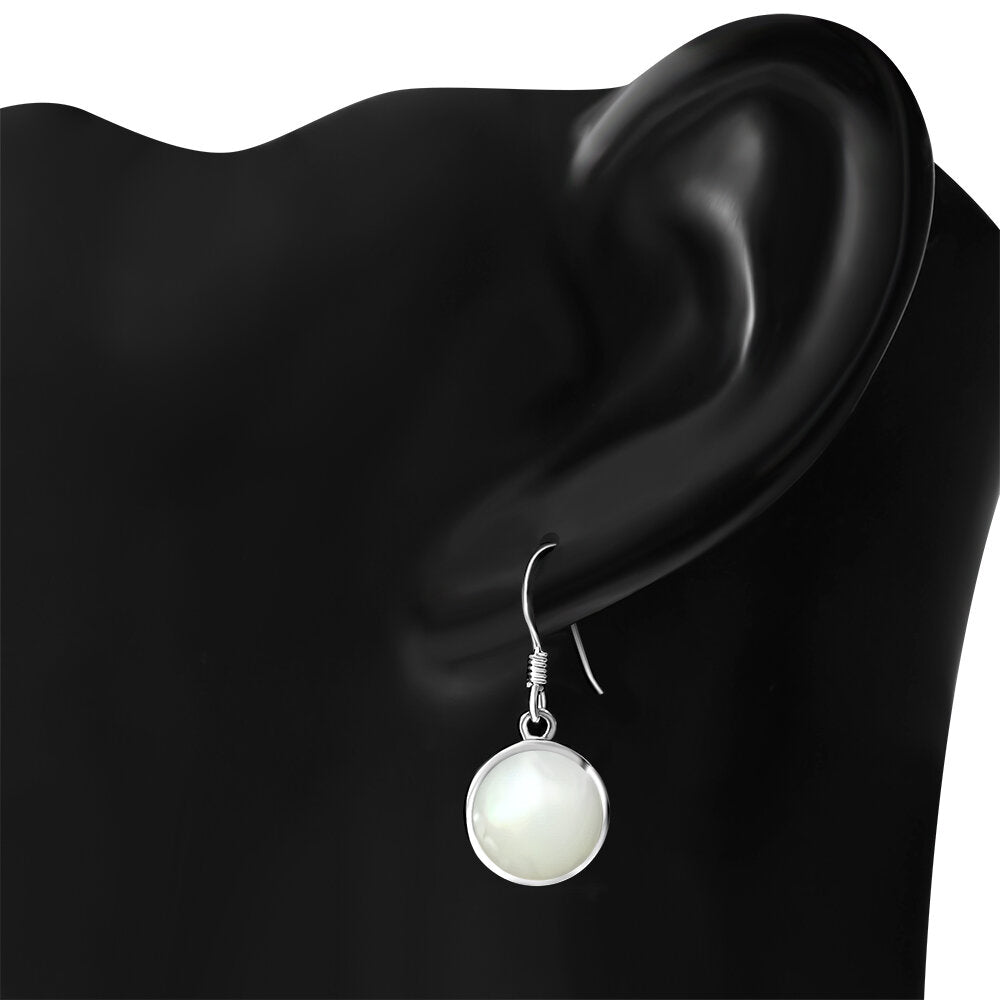 Contemporary Stone Earrings - Circles with Mother of Pearl