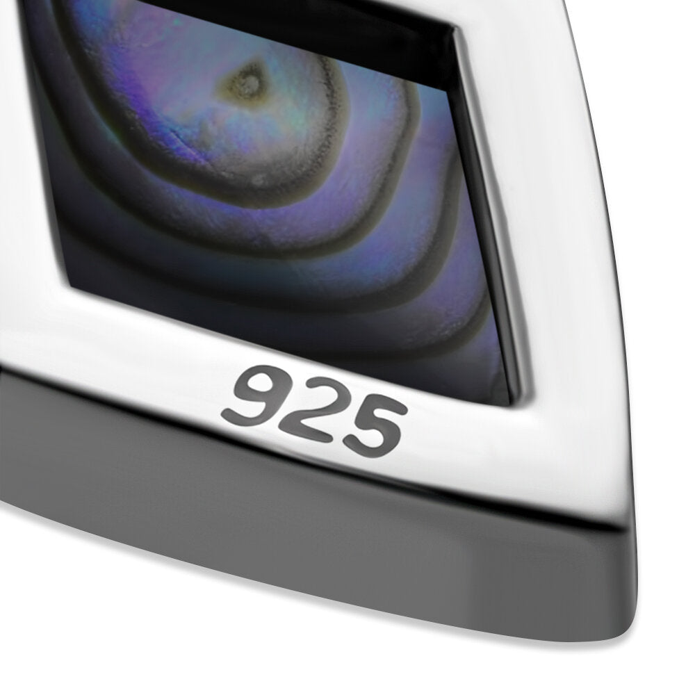 Contemporary Stone Earrings - Diamond shaped Earrings with Abalone Shell