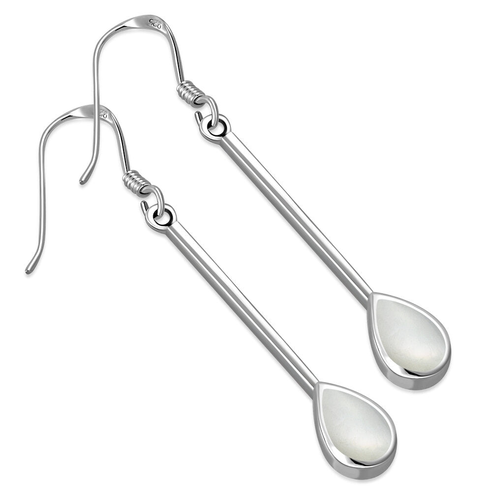 Contemporary Stone Earrings - Pendulum Teardrops with Mother of Pearl