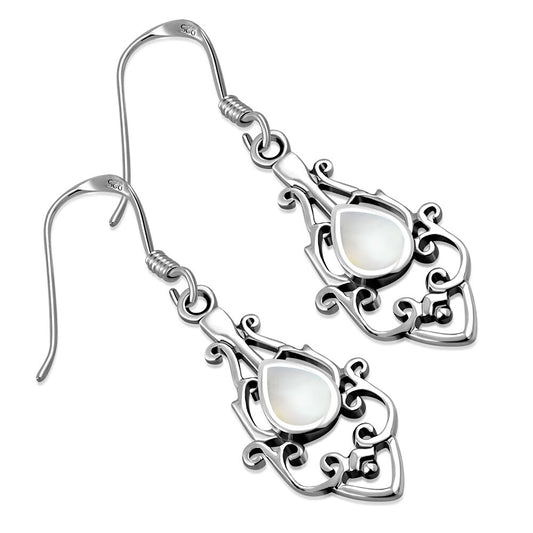 Contemporary Stone Earrings- Baroque Style with Mother of Pearl