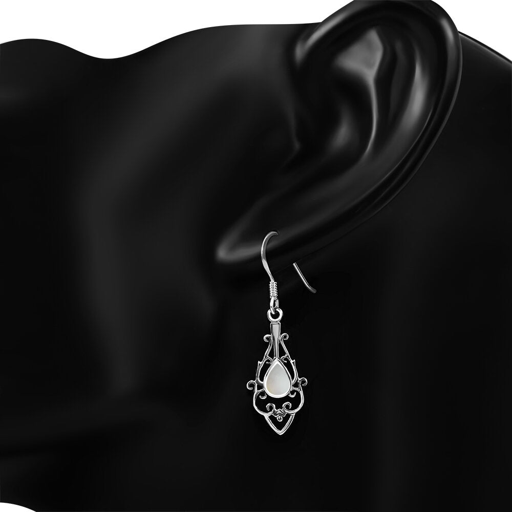Contemporary Stone Earrings- Baroque Style with Mother of Pearl