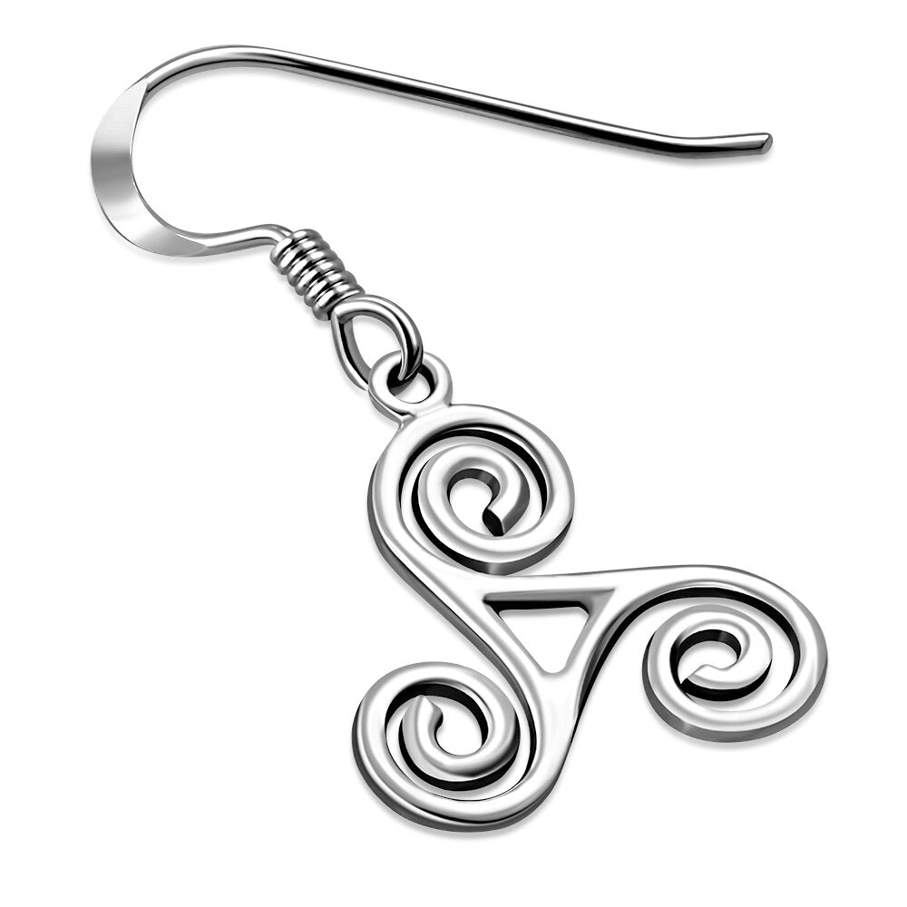 Triskele Earrings - Triple Spiral with Window (Large)