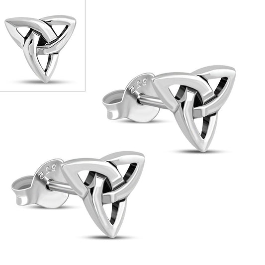 Triquetra Earrings - Classic Small Narrow Armed Studs