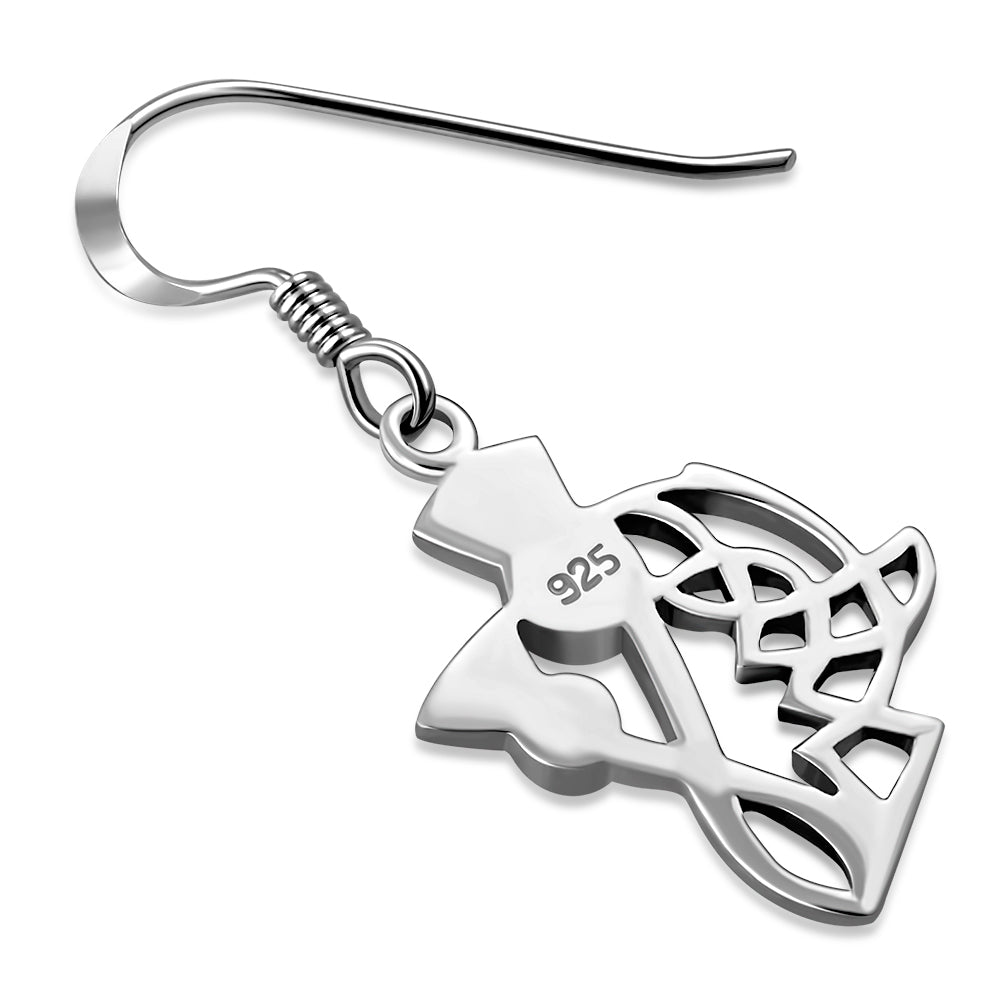 Scottish Thistle Earrings - Twin Buds with Celtic Knot Leaves