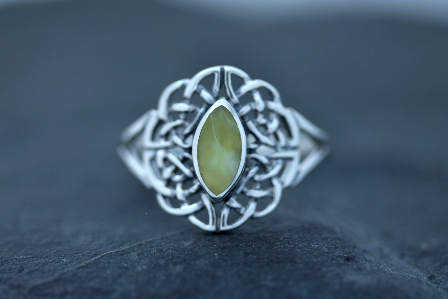 Scottish Marble Ring - Dara Knot with Marquee Scottish Marble (Medium)