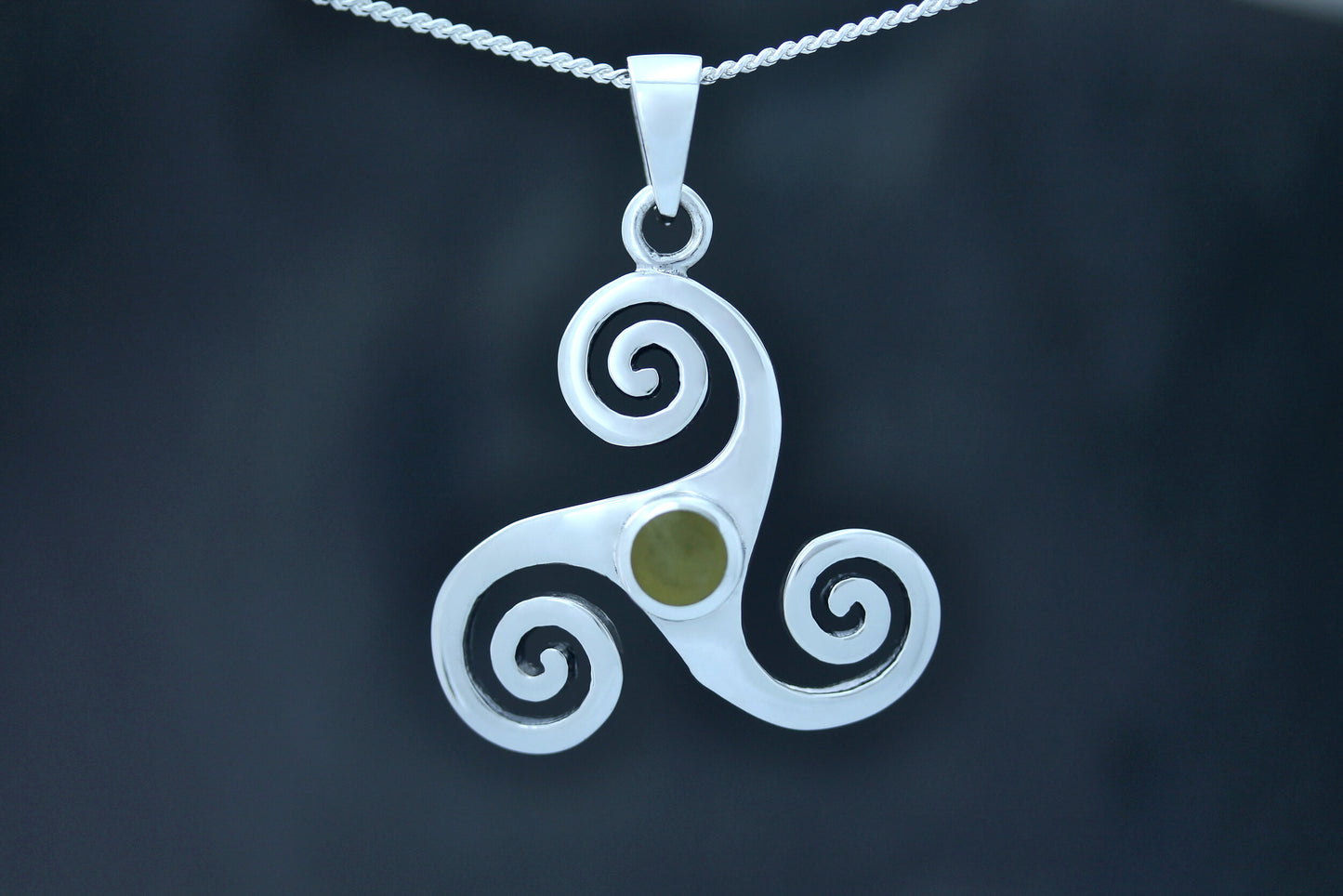 Triskele Stone Pendant - Triple Spiral with Scottish Marble