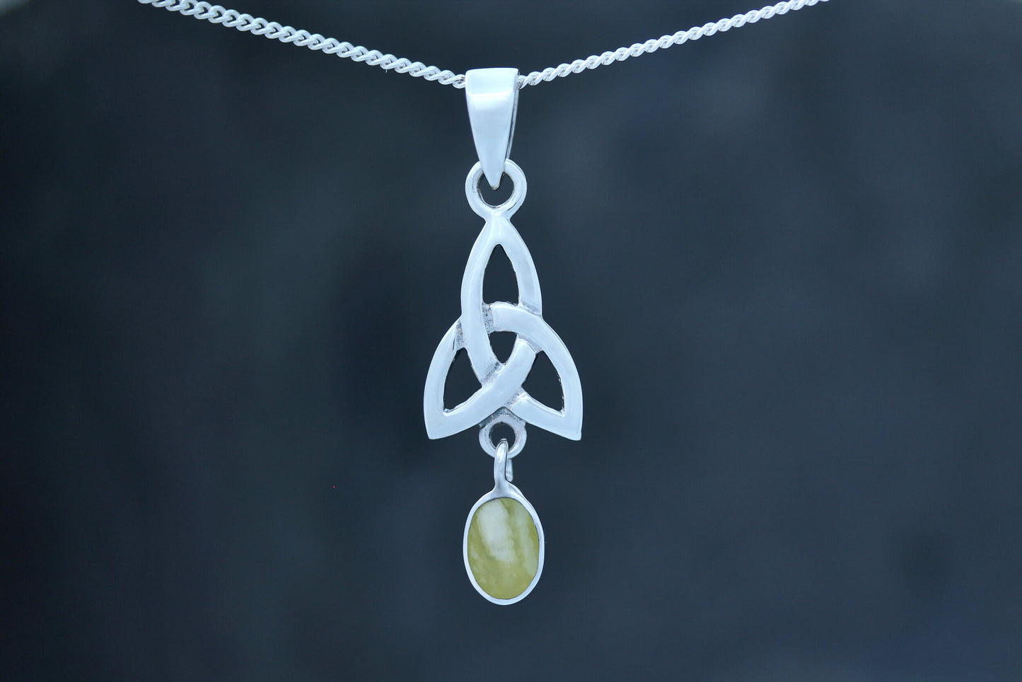 Celtic Stone Pendant- Trinity knot with Dangly Scottish Marble Drop