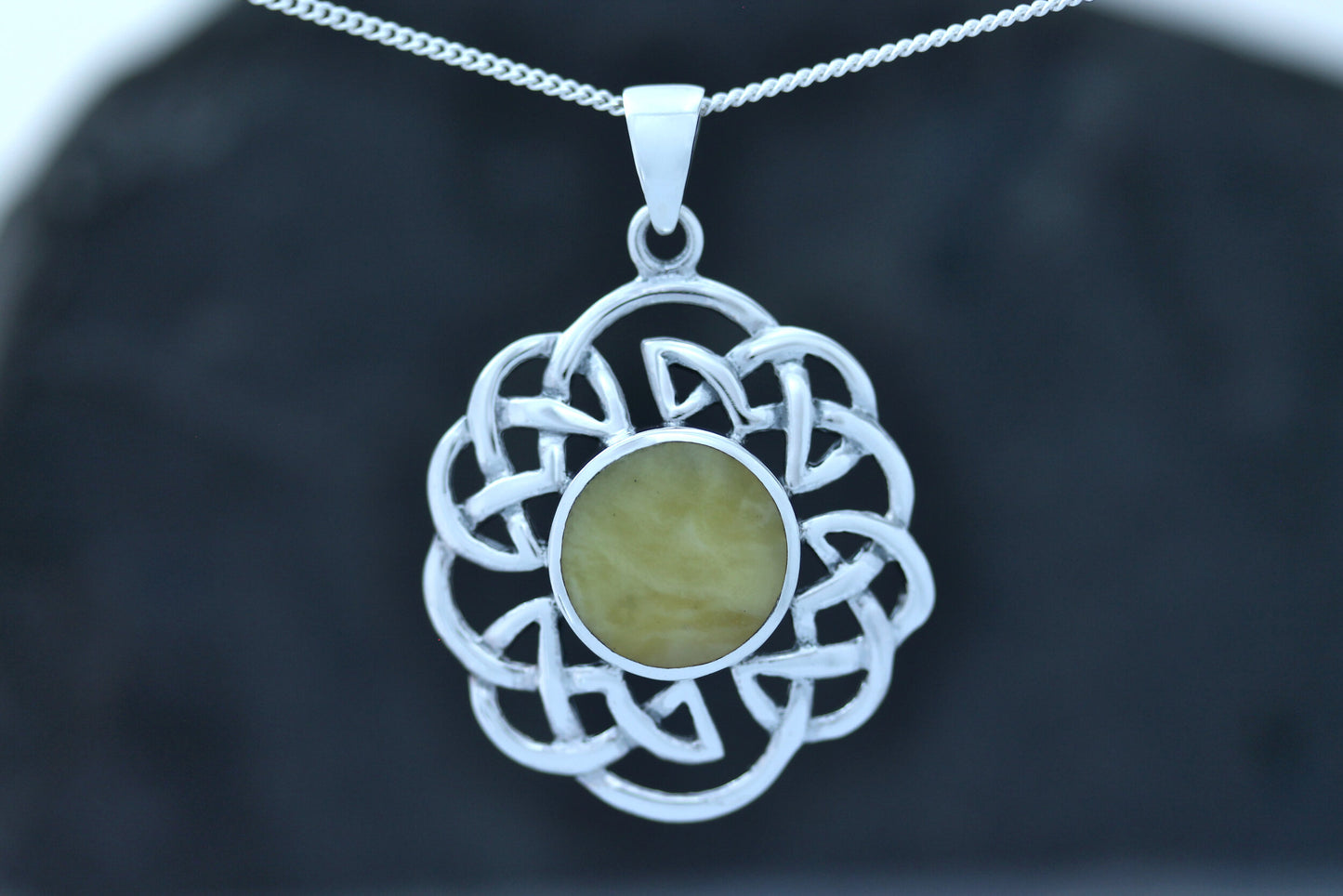 Scottish Marble Pendant - Celtic Lace Border (Large)