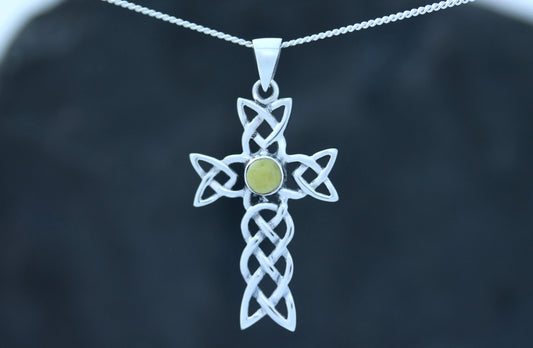 Celtic Cross Pendant- Open Celtic Loop with Scottish Marble