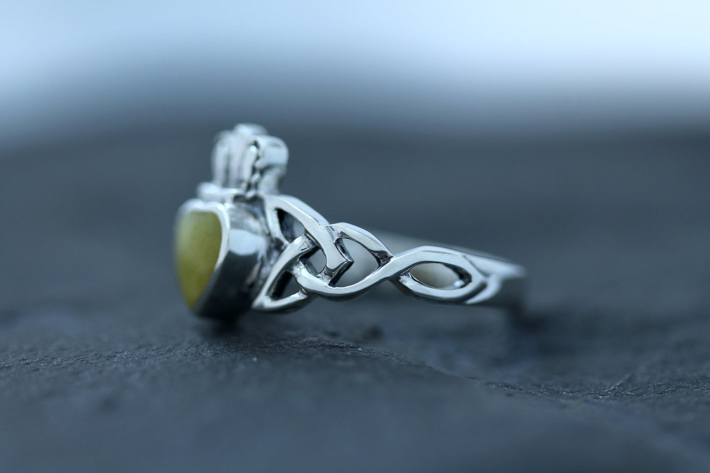 Claddagh Ring - Trinity Knot Royal Crown with Scottish Marble