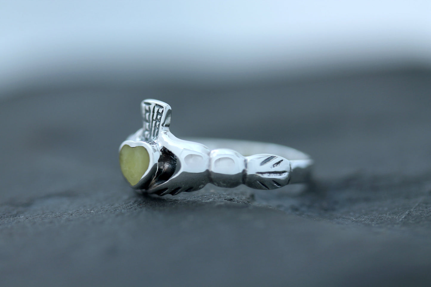 Claddagh Ring- Flat Crown with Scottish Marble