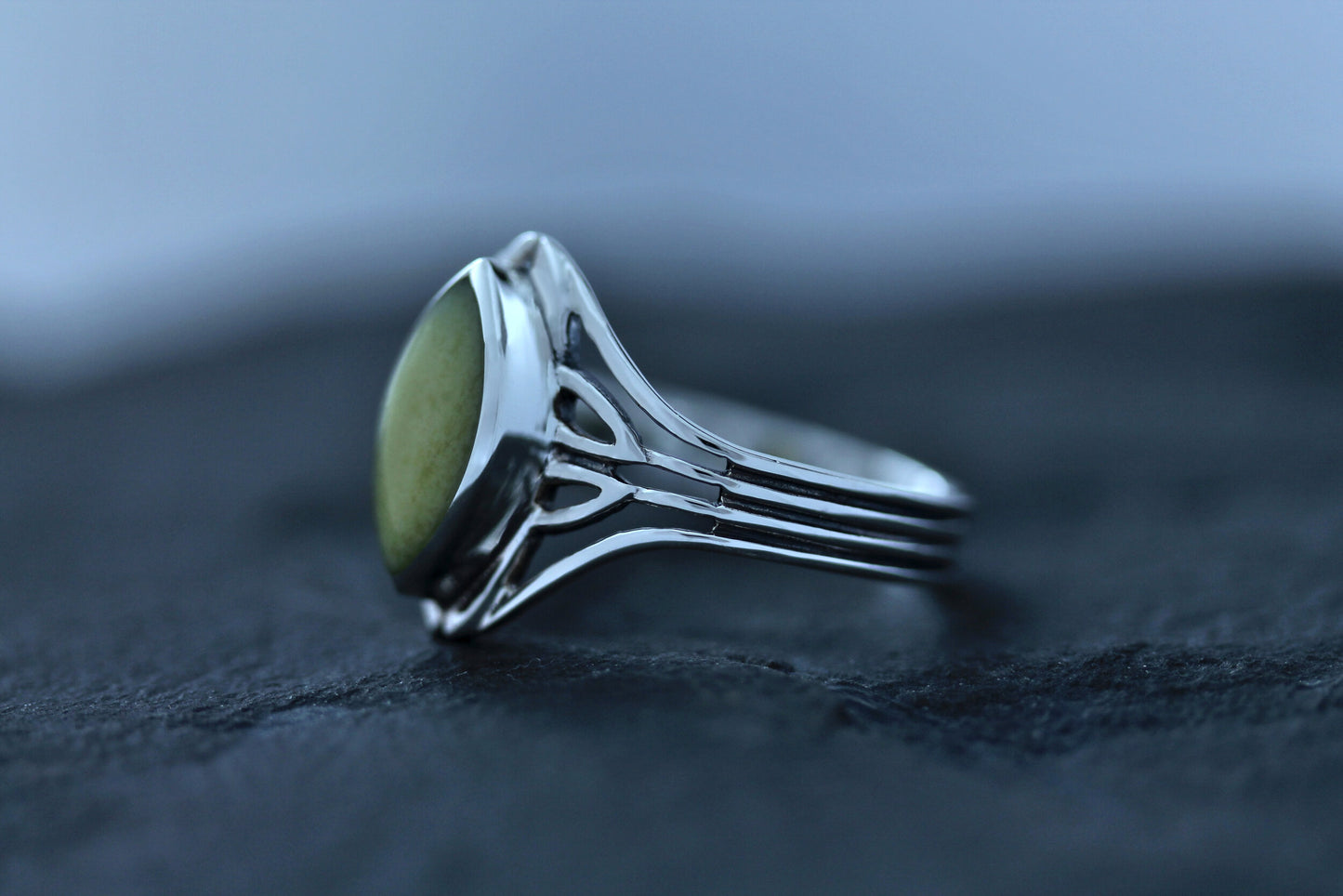 Scottish Marble Ring- Celtic Diamond with Marquee Centre