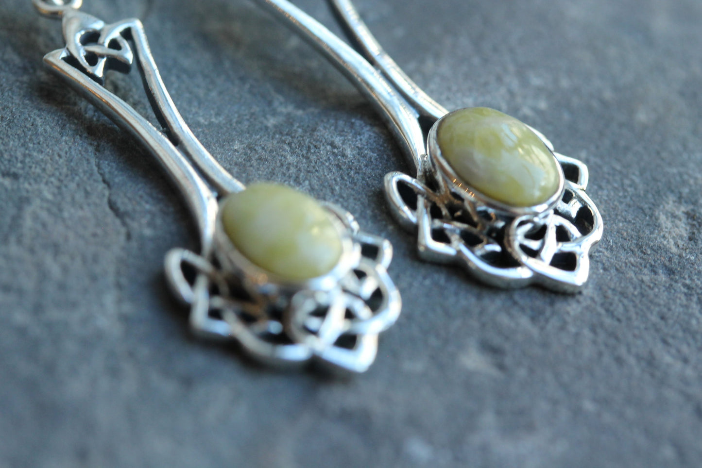 Scottish Marble Earrings - Long Knotted Drop