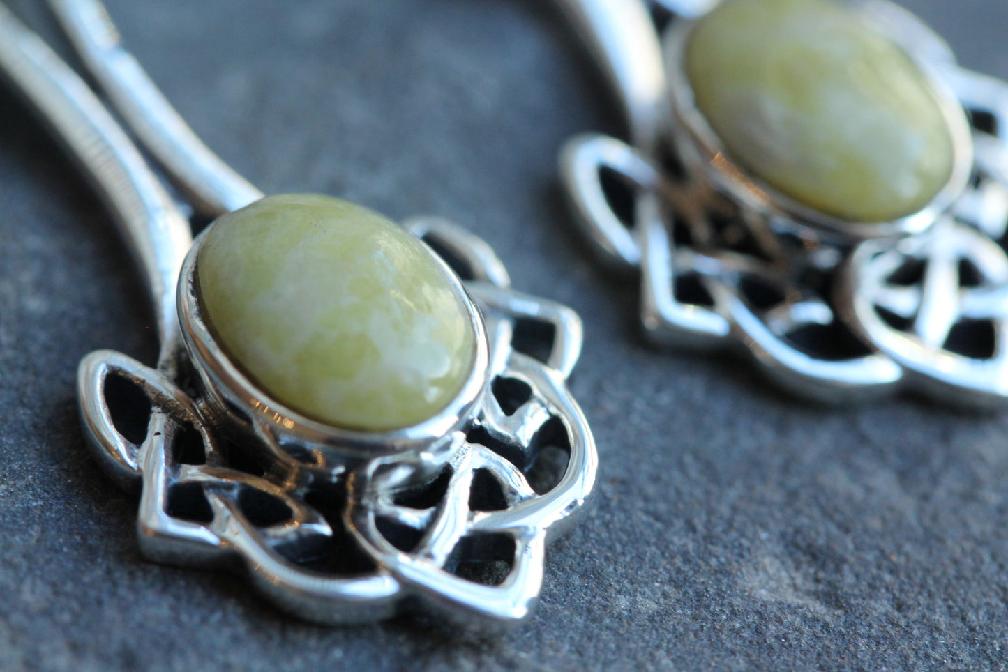 Scottish Marble Earrings - Long Knotted Drop