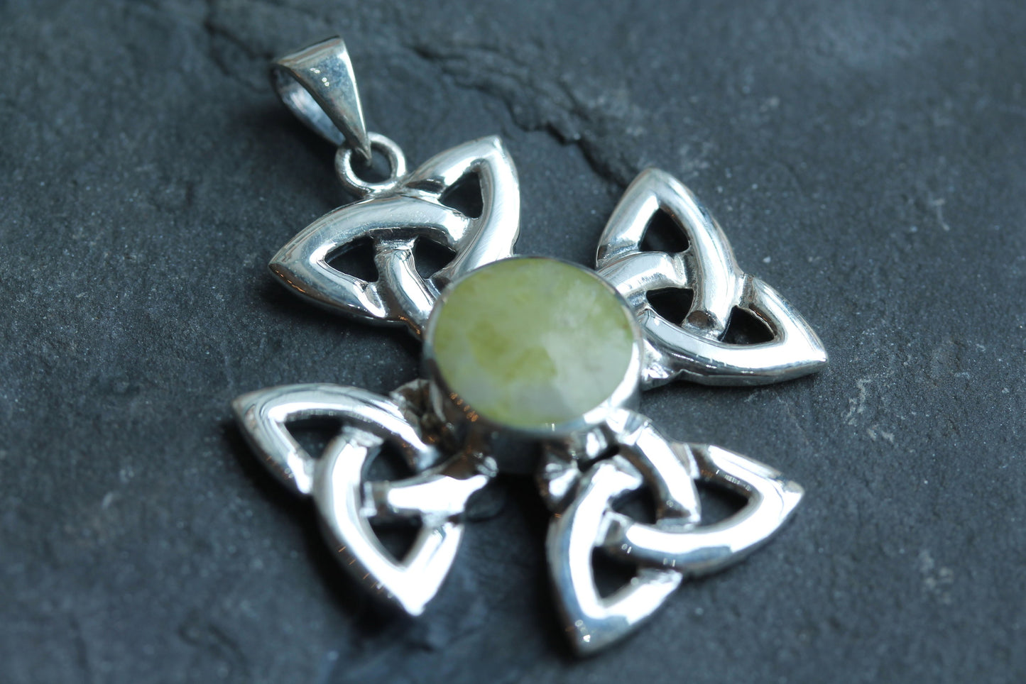 Scottish Marble Pendant - Celtic Wheel Cross (Large)