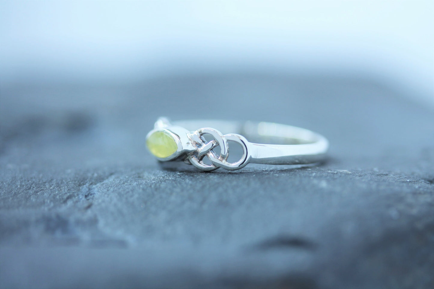 Scottish Marble Ring - Long Marquise with Celtic Knot Shoulder