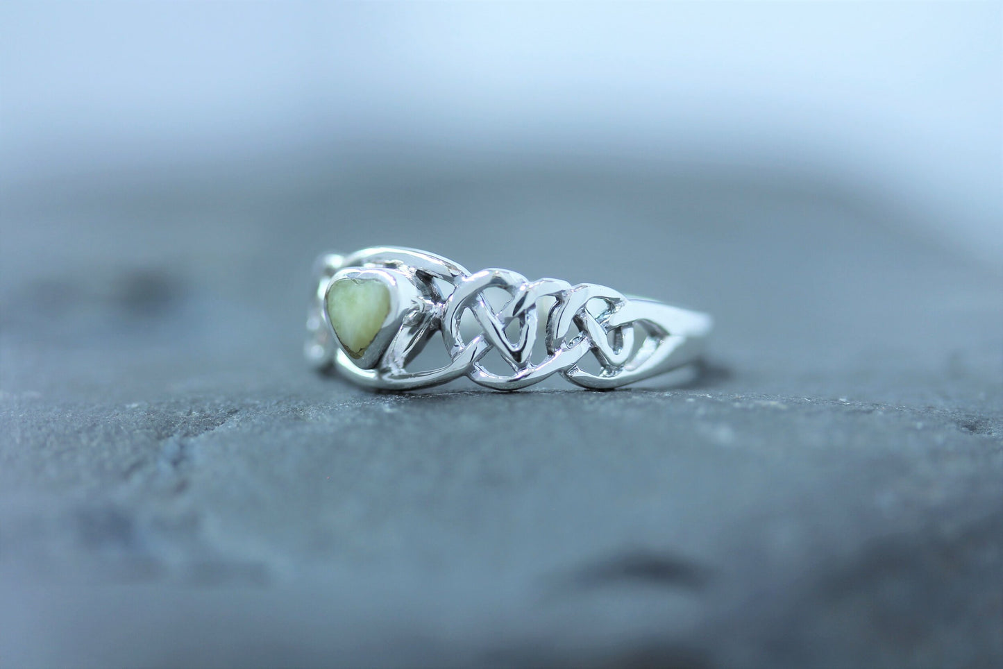 Scottish Marble Ring - Heart with Kells Knot