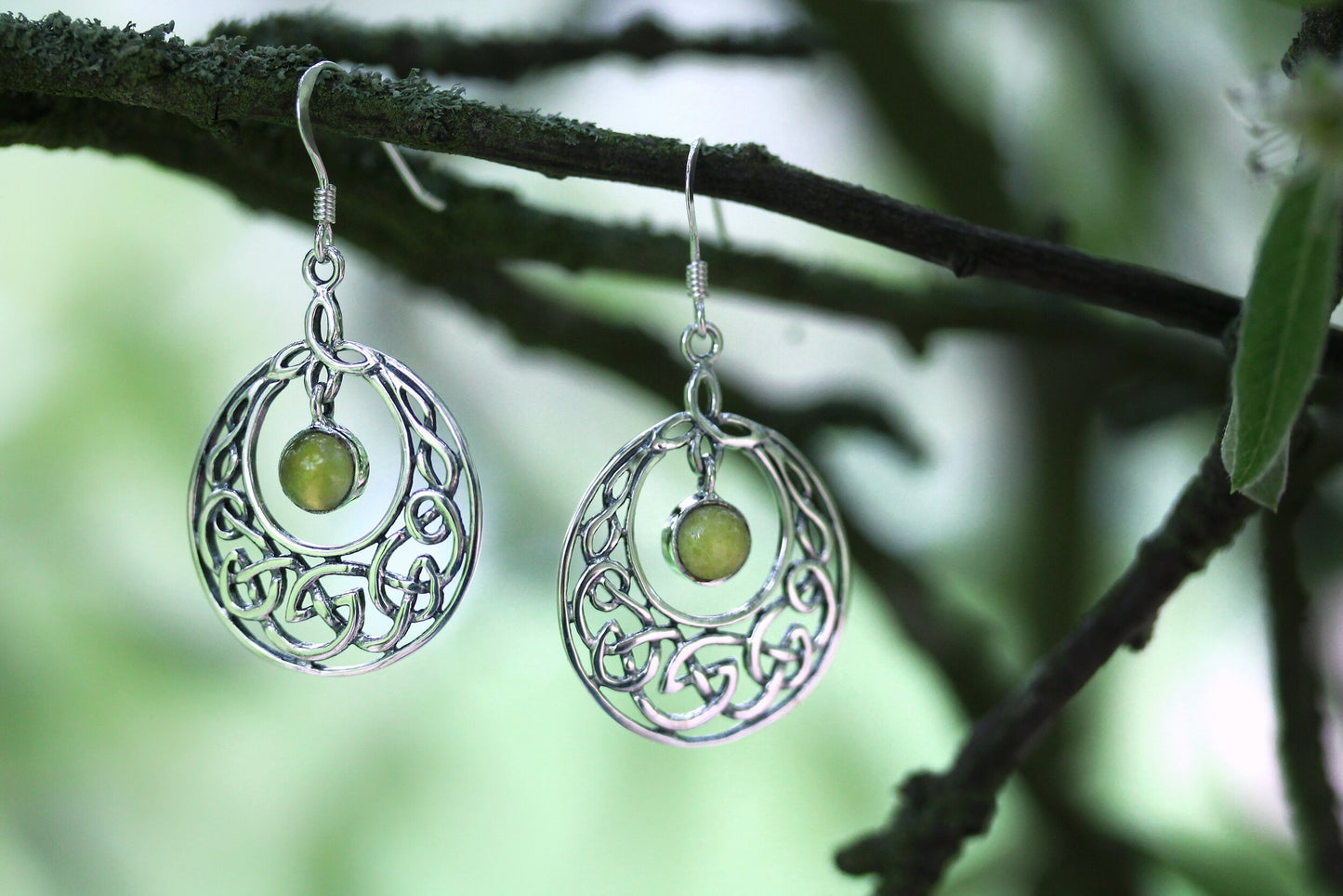 Scottish Marble Earrings - Half Moon Kells Knot