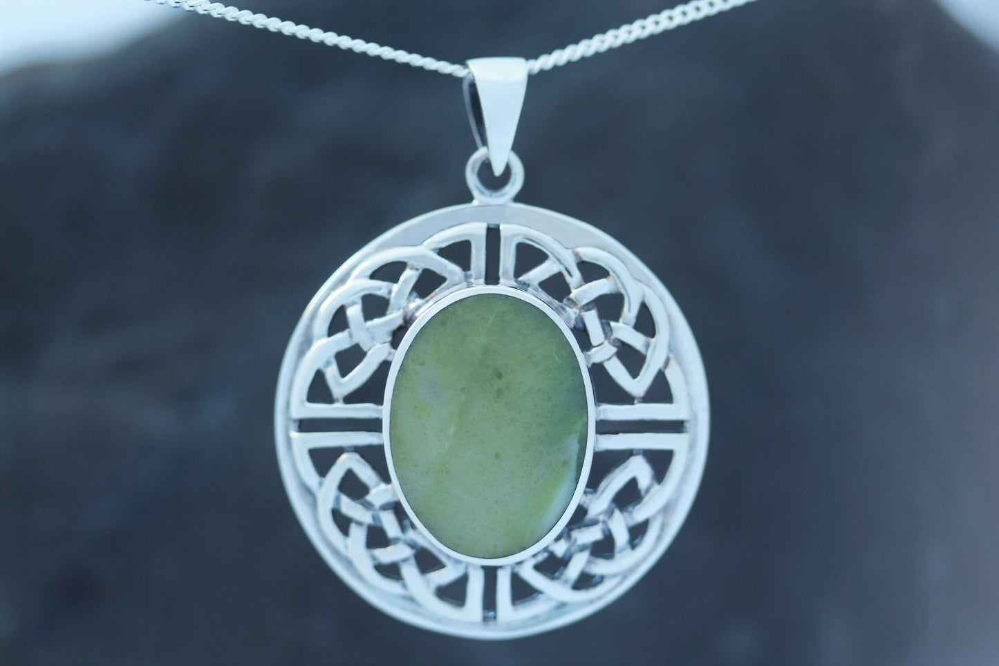 Celtic Stone Pendant- Quaternary Shield with Scottish Marble
