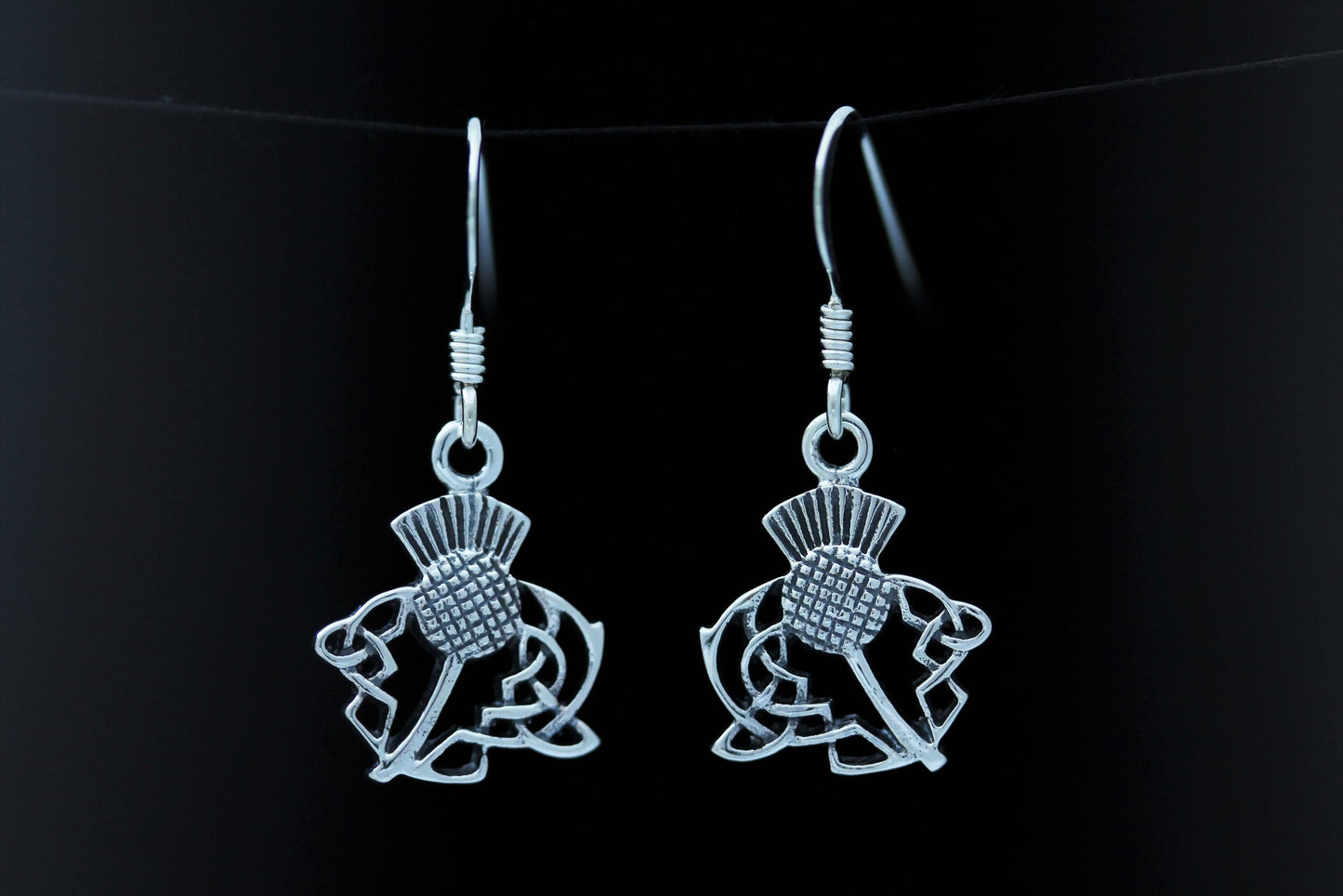 Scottish Thistle Earrings - Celtic Leaves