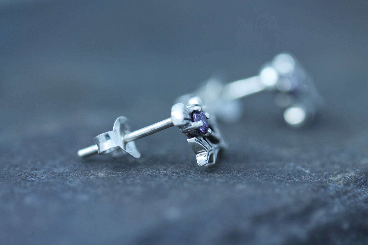 Scottish Thistle Studs - Wee Violet Zirconia