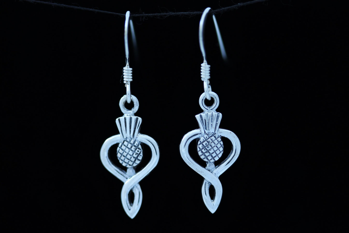 Scottish Thistle Earrings - Elegant Looped Stem