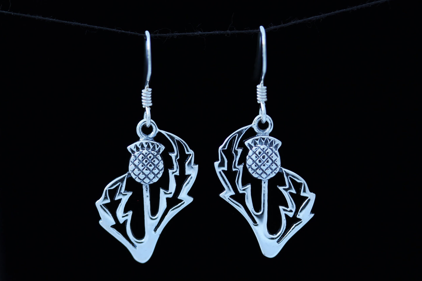 Scottish Thistle Earrings - Contemporary Cut (Medium)