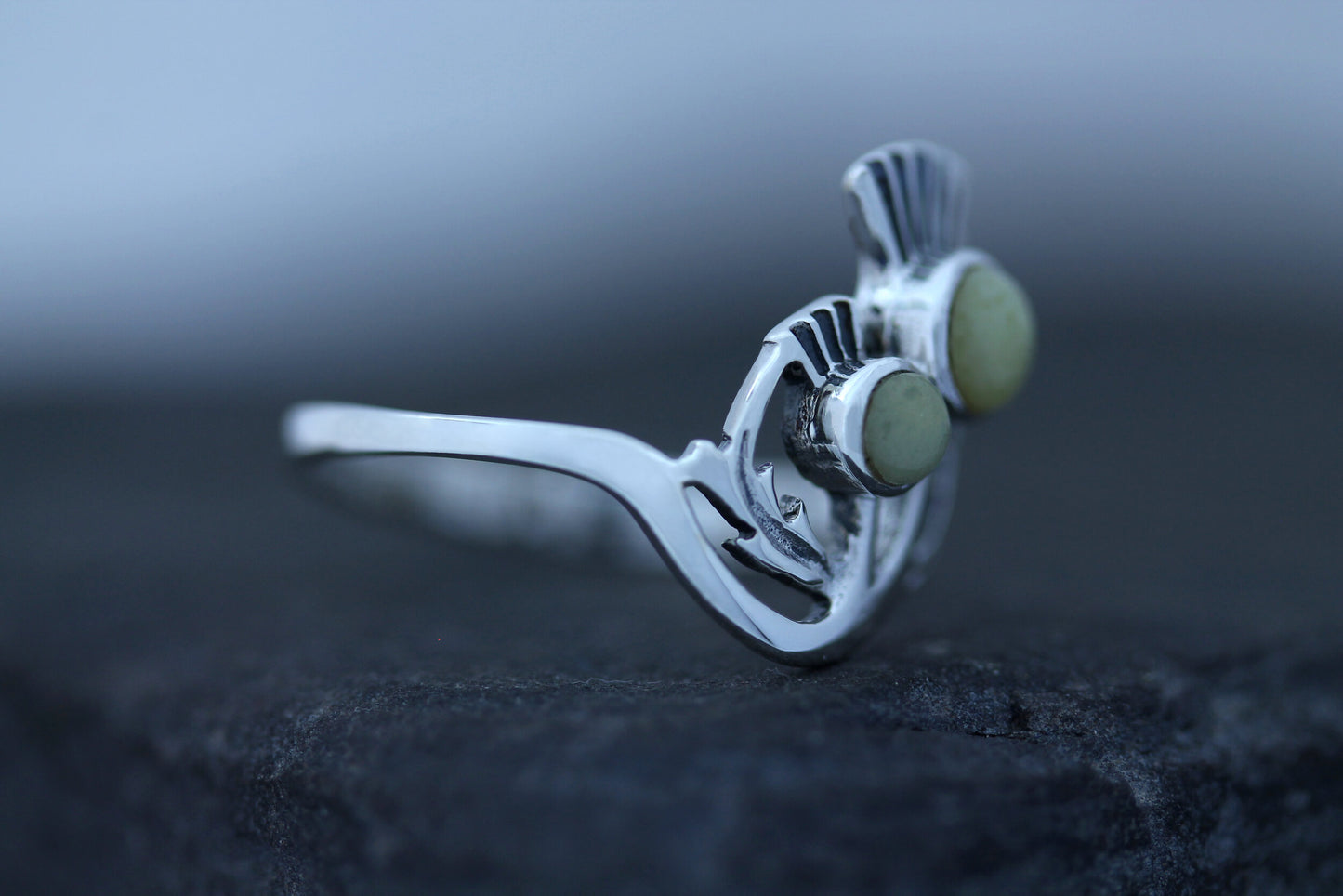 Scottish Thistle Ring - Double Flower with Scottish Marble