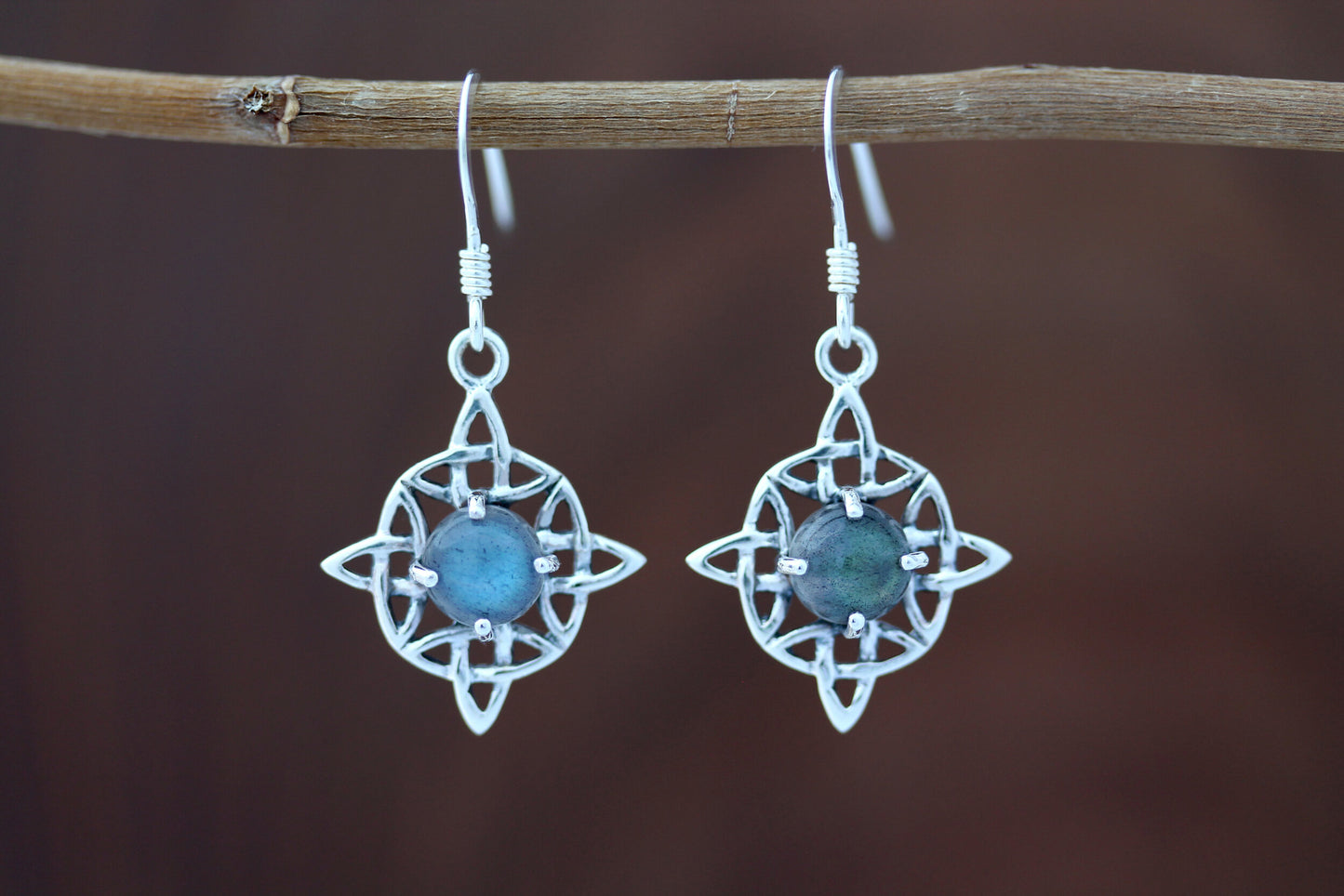 Celtic Knot Earrings - Dara Knot with Labradorite