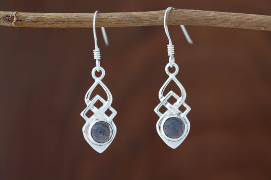 Celtic Knot Earrings - Shield with Labradorite