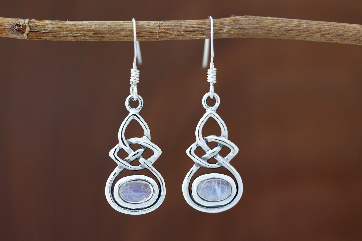 Celtic Knot Earrings - Infinity with Moonstone Drop
