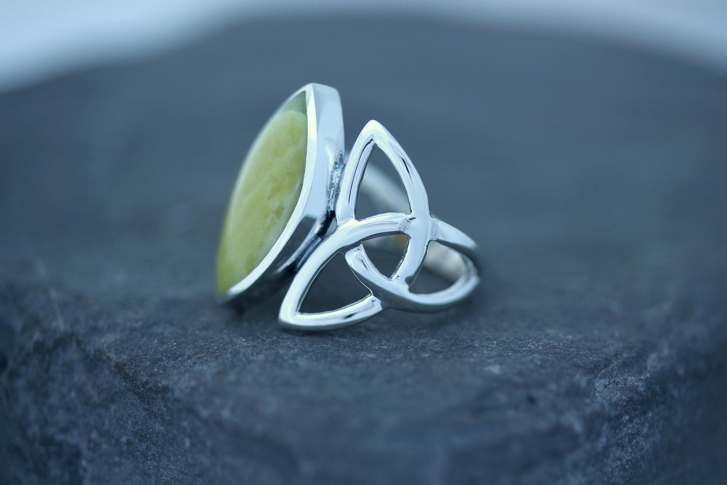Scottish Marble Ring - Marquise Triquetra (Large)