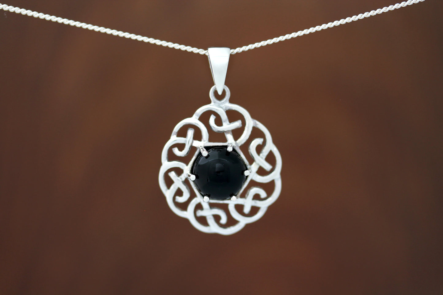 Celtic Stone Pendant - Six Knot with Black Onyx