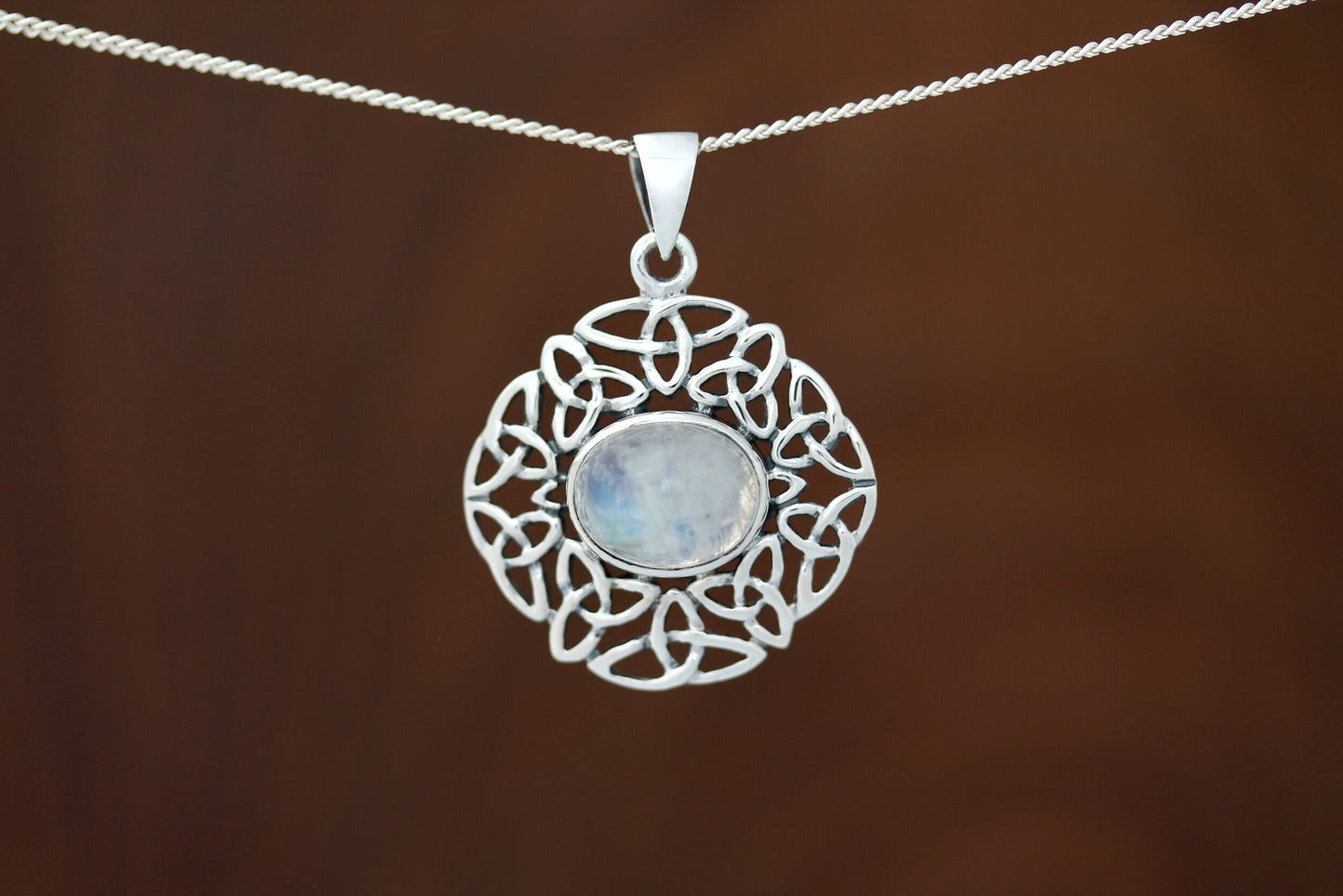 Celtic Stone Pendant - Trinity Frame with Moonstone