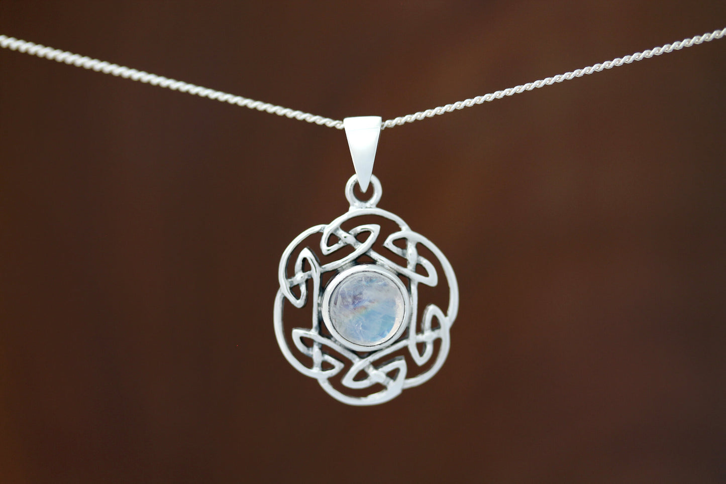 Celtic Stone Pendant - Pictish Knot Border with Moonstone