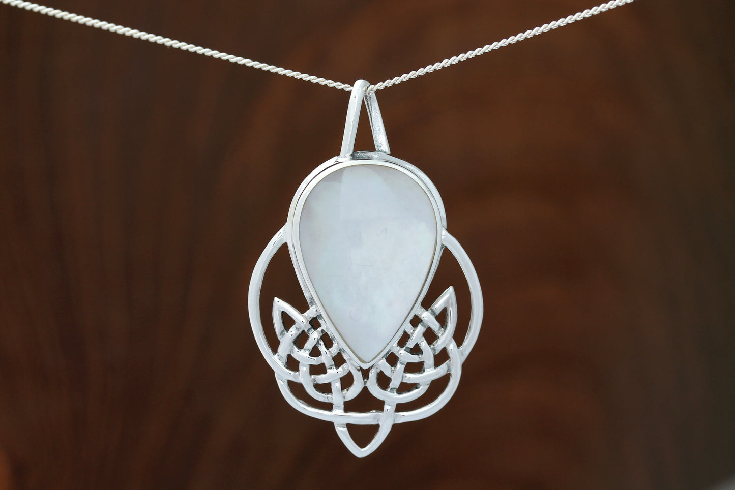 Celtic Stone Pendant - Celtic Pictish Knot with Mother of Pearl
